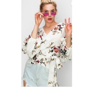 Floral wrap top